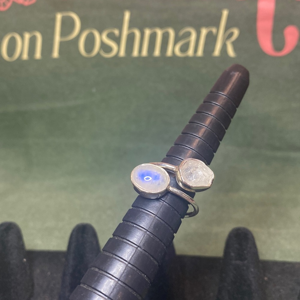 Solid Sterling Rainbow Moonstone Ring - image 1